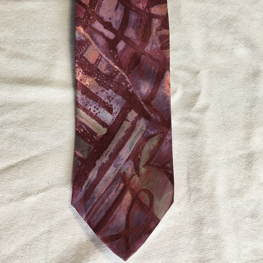 Philippe Longet Paris Silk Tie - Purple/Grey/Mauve
